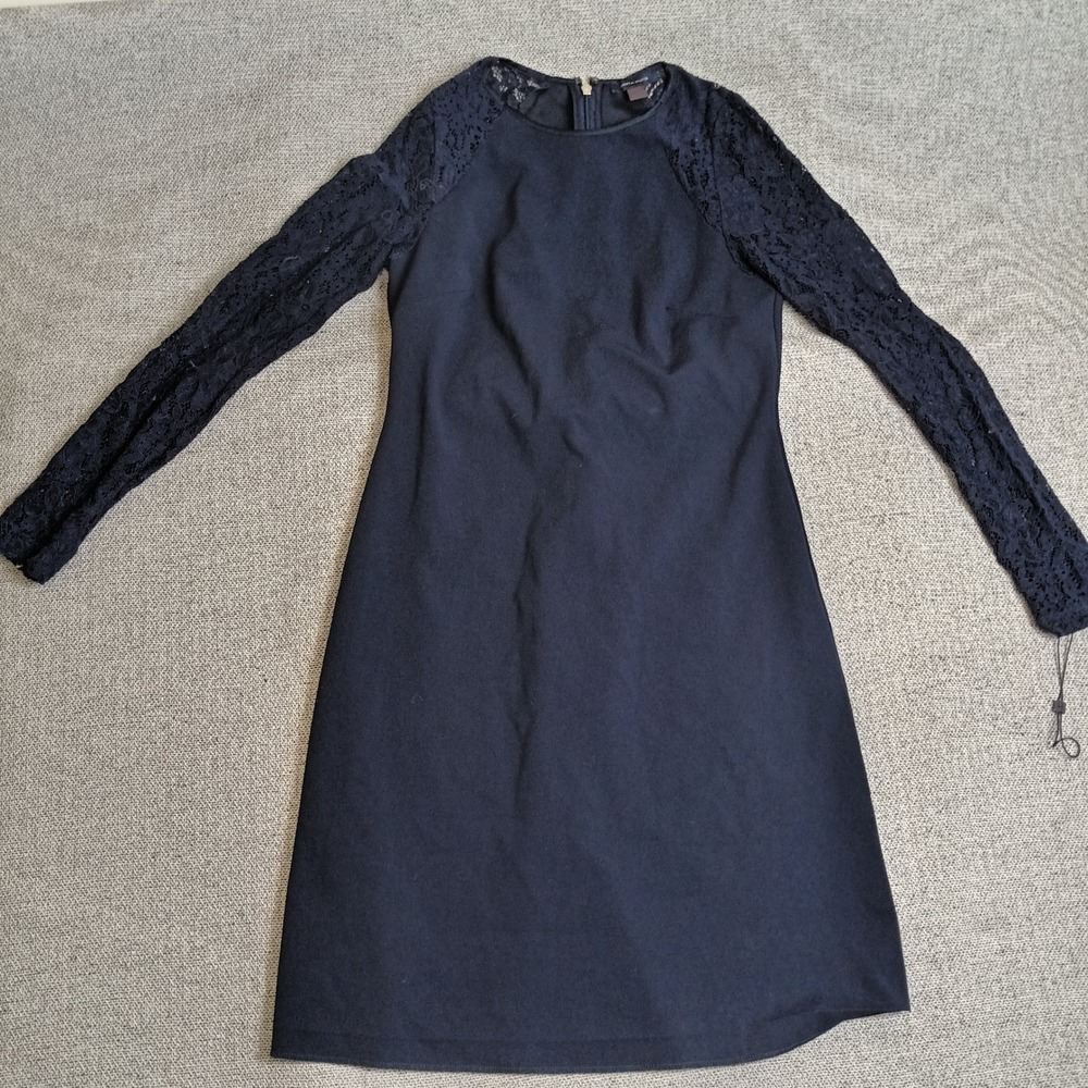 Tommy Hilfiger Lace Sleeve Sheath Dress Womens 6 Navy Blue Excellent Mini Dress